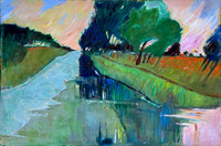 Canal at Damme, Belgium. 22 x 32". Collection of the artist.