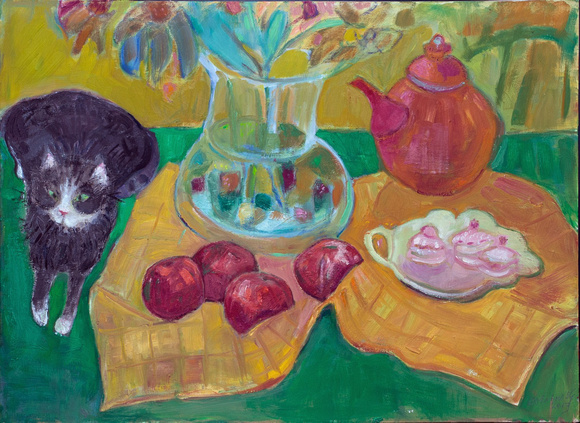Tea Time with the Sometime Cat. 22 x 30". Collection of the artist.