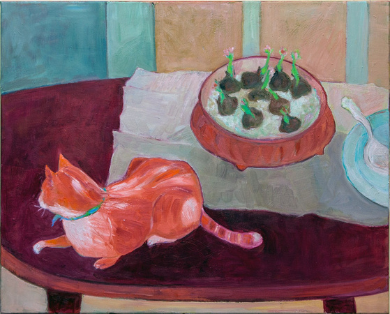 Ginger Cat and Still Life. 24 x 30". Private collection, Newburyport / New York City.