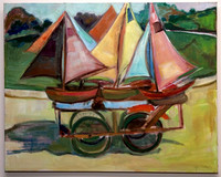 Toy boats, Luxembourg Gardens. 24 x 30". Collection of the artist.