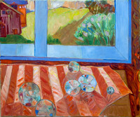 Still Life with View of Vermont Barns. Private collection, Brookline, MA.