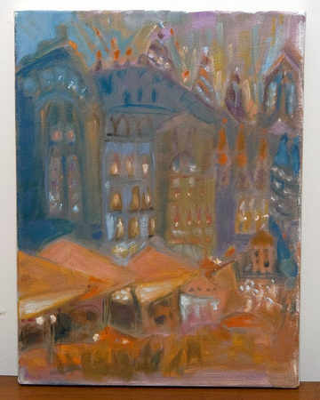 Gaudi Bullding in Barcelona. 18 x 12". Collection of the artist.