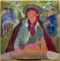 Woman with Dog on Table. Private collection, Groton, MA.