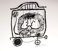 Circus Lion in Cage. Drawing. Private collection, Waltham, MA.