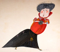 Woman in a Hurry. Watercolor. Private collection, Waltham, MA.